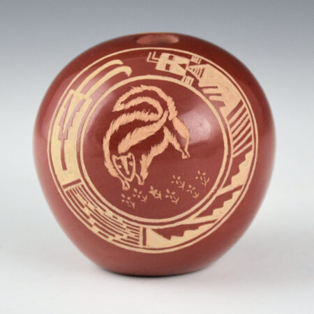 Medicine Flower, Grace - Seedpot with Skunks and Yei Figure (1973)