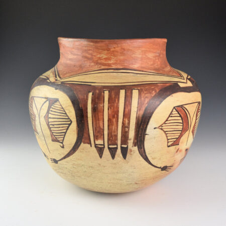 Unsigned - Large Polacca Polychrome Jar with Feather Designs (1870-1880)