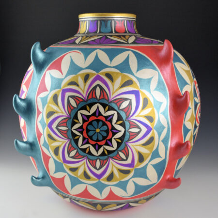 Alternative view of Reano, Harlan - 14" Tall Flame Storage Jar with Flower Medallions (2026)