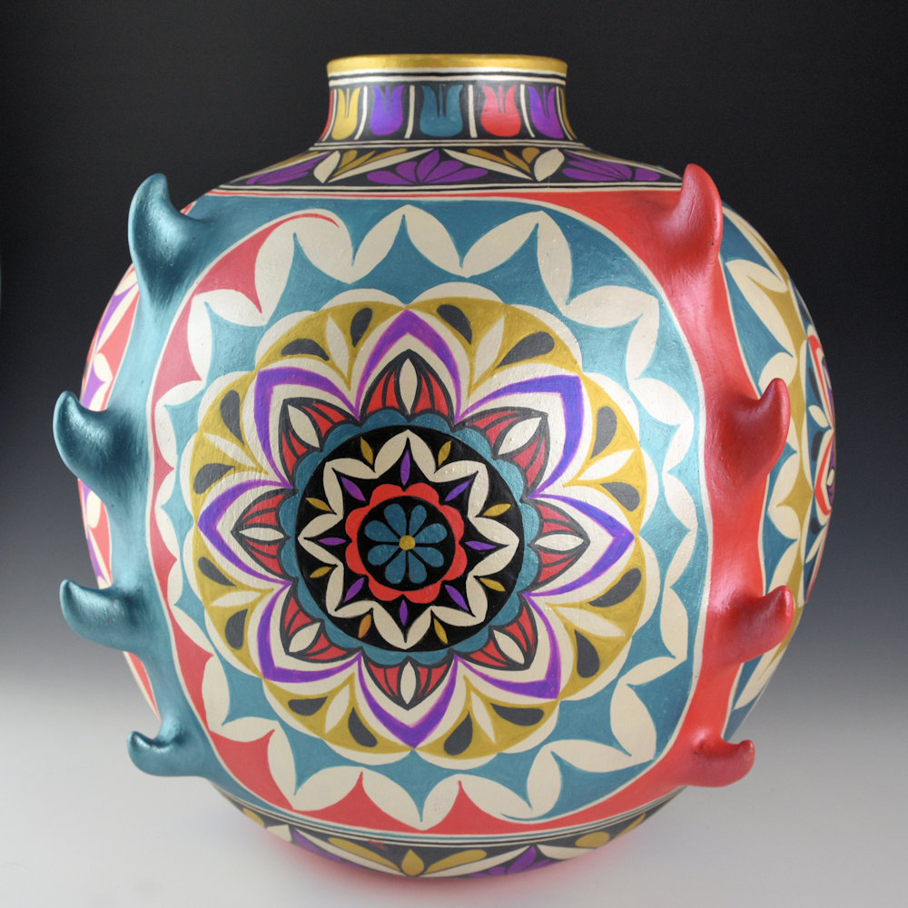Reano, Harlan - 14" Tall Flame Storage Jar with Flower Medallions (2026) - Image 2