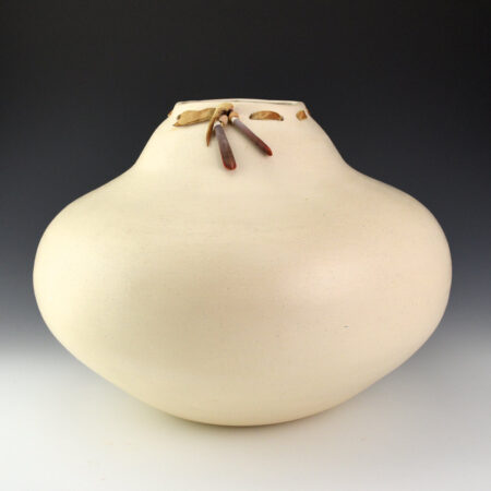 Stevens, Jacquie -  12" Wide Micaceous White "Bag" Jar (2004)