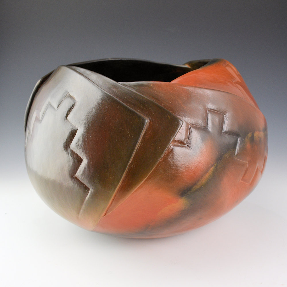 Tso, Jared - "Stronghold" Red Fired Sculptural Jar, Ribbon - Image 5
