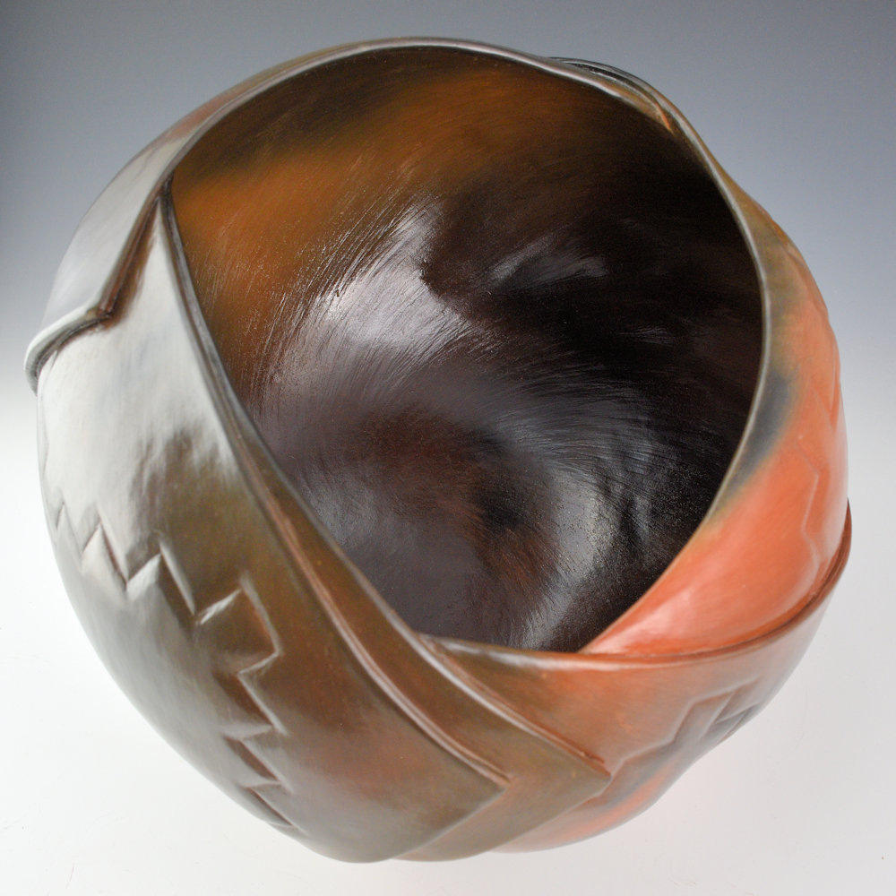 Tso, Jared - "Stronghold" Red Fired Sculptural Jar, Ribbon - Image 6