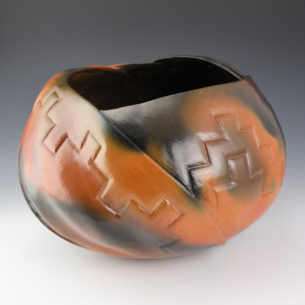 Tso, Jared - "Stronghold" Red Fired Sculptural Jar, Ribbon - Image 3