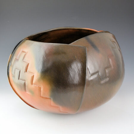 Alternative view of Tso, Jared - "Stronghold" Red Fired Sculptural Jar, Ribbon