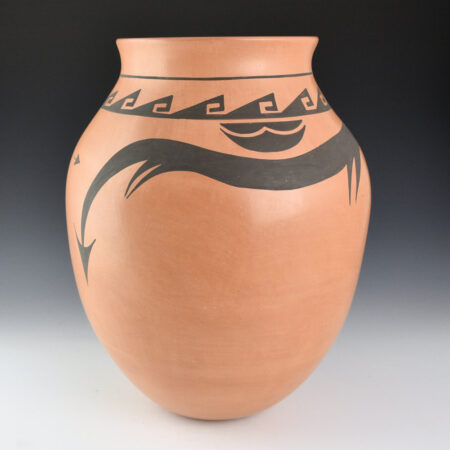 Alternative view of Folwell, Jody - 12.5" Tall "Riding the Waves" Tan Jar with Avanyu
