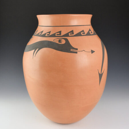 Folwell, Jody - 12.5" Tall "Riding the Waves" Tan Jar with Avanyu