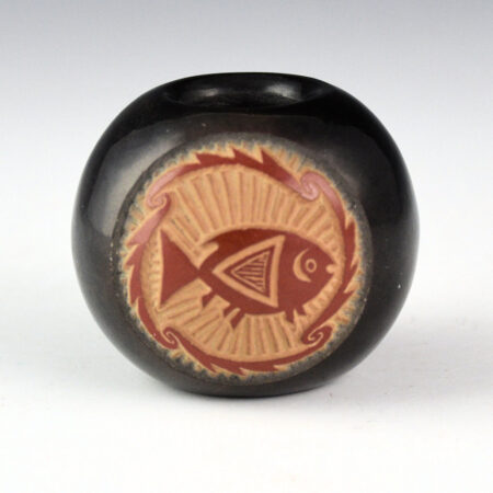 Lonewolf, Joseph - Black and Red Bowl with Mimbres Fish (1972)