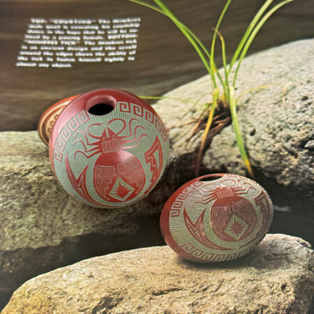 Alternative view of Lonewolf, Joseph - Red and Green"Mimbres Tick" (1974) Published "Pottery Jewels"