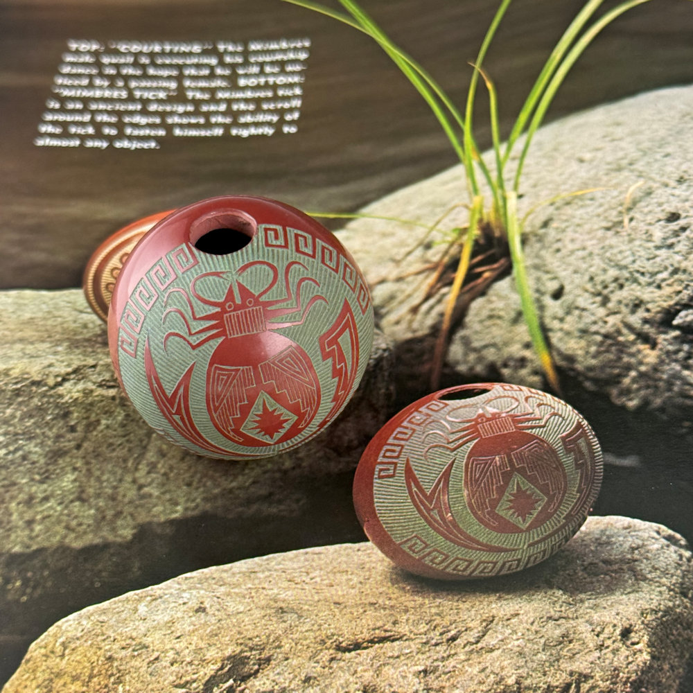 Lonewolf, Joseph - Red and Green"Mimbres Tick" (1974) Published "Pottery Jewels" - Image 2