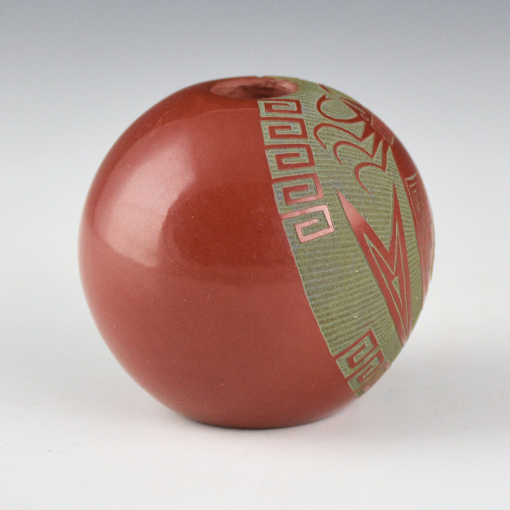 Lonewolf, Joseph - Red and Green"Mimbres Tick" (1974) Published "Pottery Jewels" - Image 3