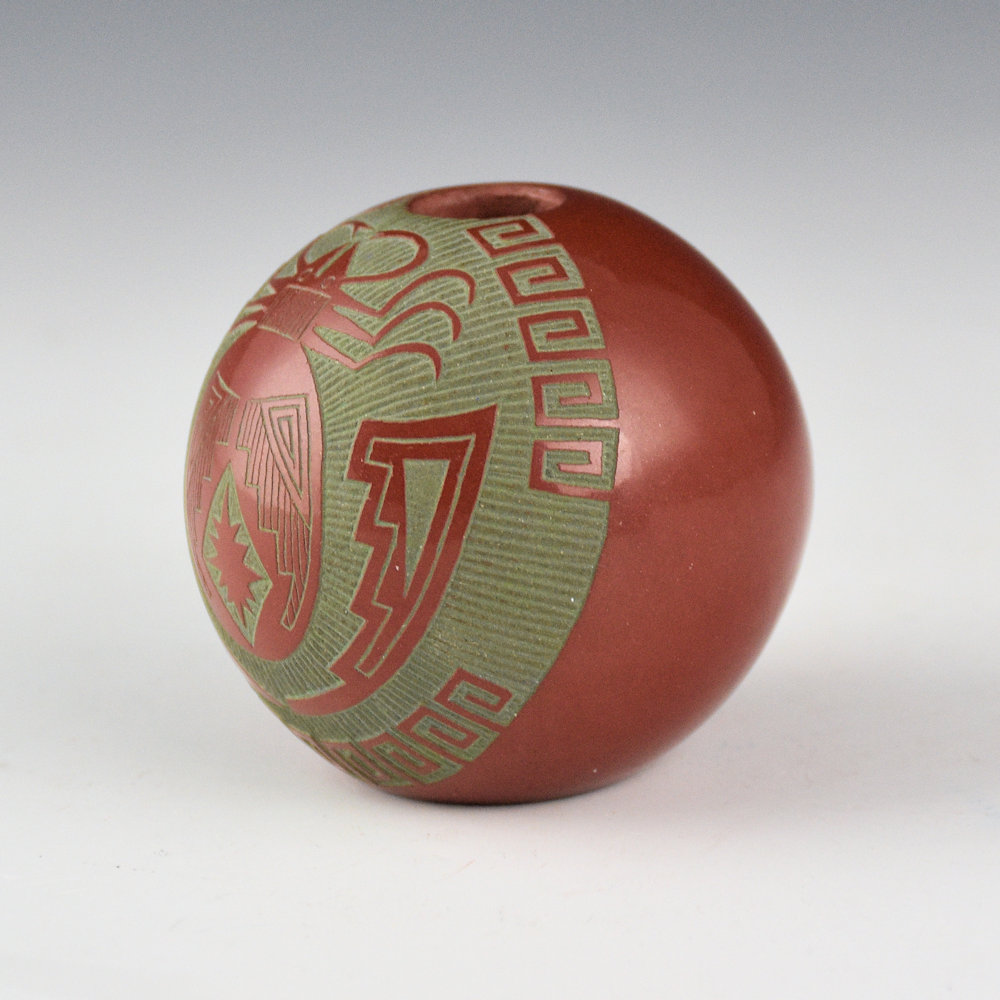 Lonewolf, Joseph - Red and Green"Mimbres Tick" (1974) Published "Pottery Jewels" - Image 4