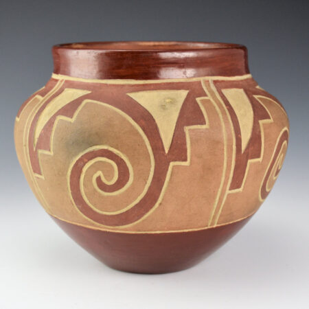 Alternative view of Atencio, Luteria - Incised Polychrome Jar with Cloud and Rain Designs (1940s)