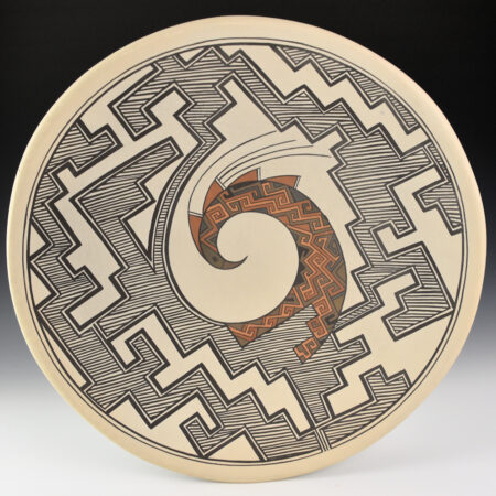 Gutierrez, Lois  - 13" Polychrome Plate with Swirling Bird and Chaco Designs (1980s)