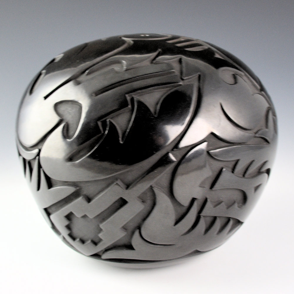 Tafoya , Lucy Year Flower - Large Bowl with Avanyu and Sun Design(1981) - Image 2