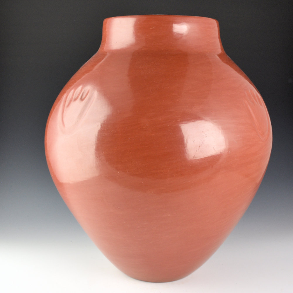Tafoya, Margaret - 15" Tall Red Storage Jar with Bear Paws (1960s) - Image 5