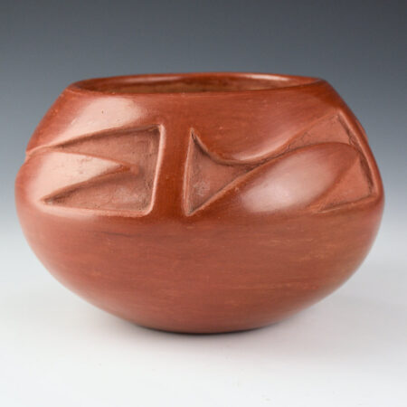 Martinez, Maria - Red Carved Bowl with Rain & Cloud Designs (1930's), Maria/Julian