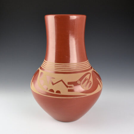 Martinez, Maria - Red Water Jar with Avanyu "Maria + Popovi 669" (1969)