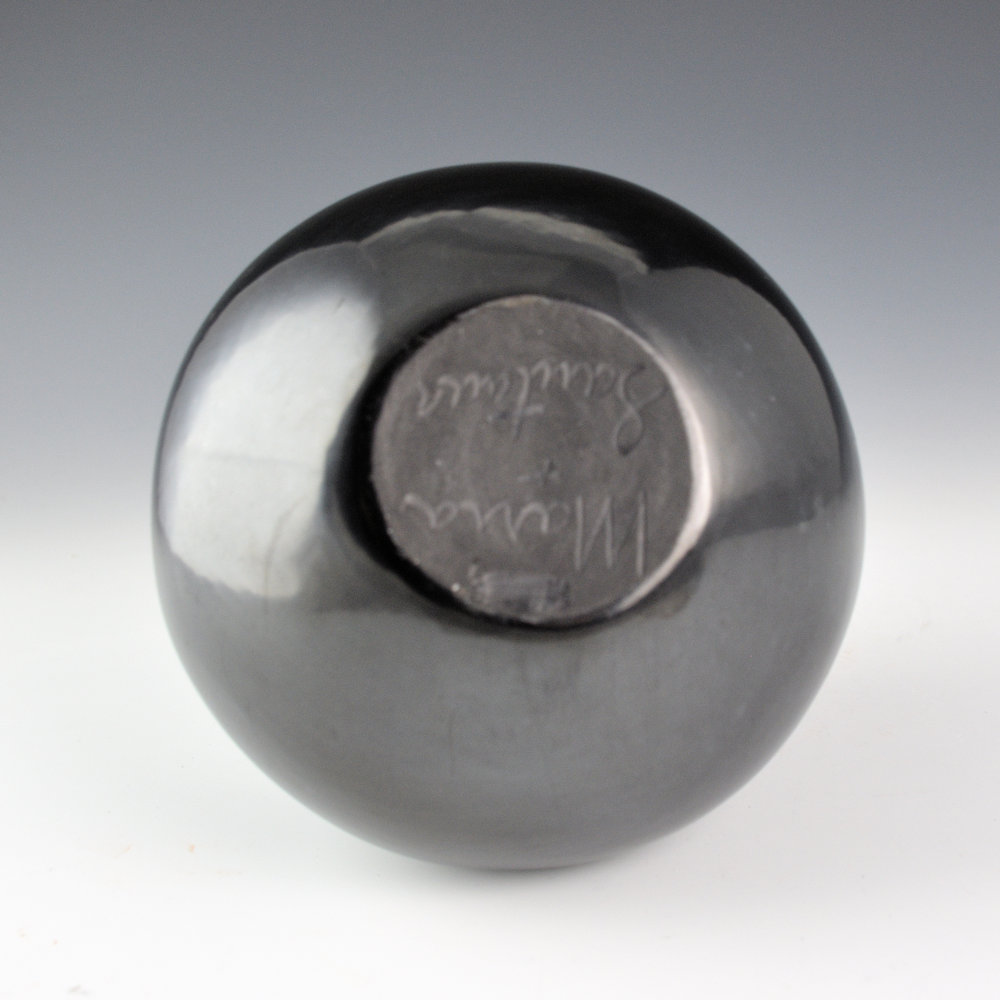 Martinez, Maria - Gunmetal Fired Jar with 26 Feathers, "Marie + Santana" (1954-6) - Image 5