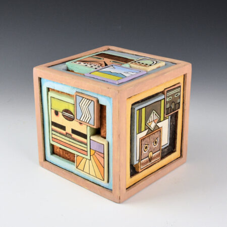 Honyouti, Mavasta - "The Cube" Fully 6 Sided Carved Cottonwood Carving