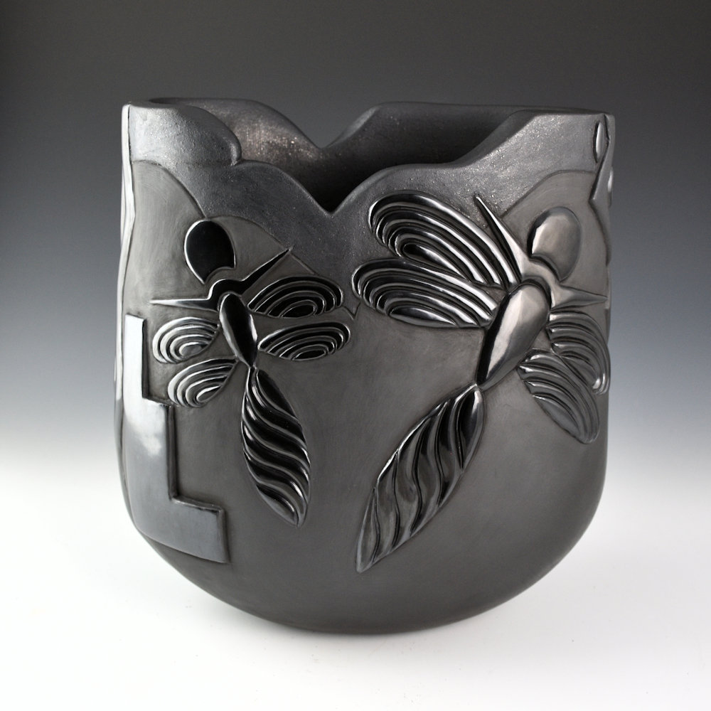 Youngblood, Nancy - Large Oval Jar with Dragonflies and Hummingbird