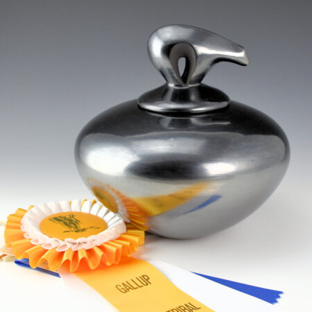 Sanchez, Russell  - Large Gunmetal Fired Bowl with Bear Lid (Ribbons)