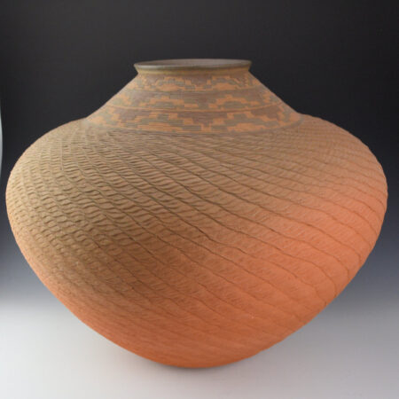 Alternative view of Zane Smith, Richard - 18" Wide Corrugated Jar with Basket Design Rim (1992)