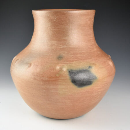 Naranjo, Rose - 9" Tall Micaceous Jar with Raised Circles (1980s)