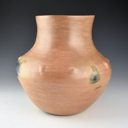 Alternative view of Naranjo, Rose - 9" Tall Micaceous Jar with Raised Circles (1980s)