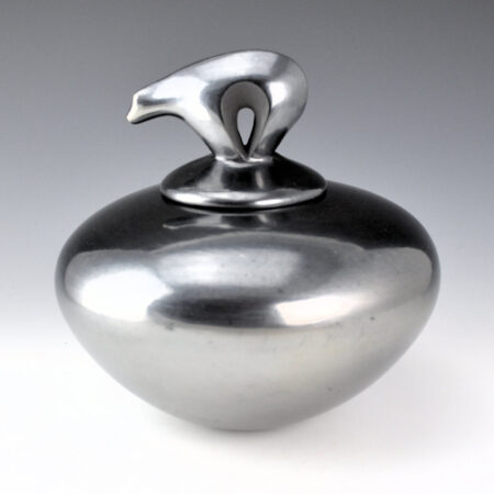 Alternative view of Sanchez, Russell  - Large Gunmetal Fired Bowl with Bear Lid (Ribbons)