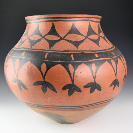 Once Known - San Ildefonso Black-on-Red Jar with Plant Designs (1890s)
