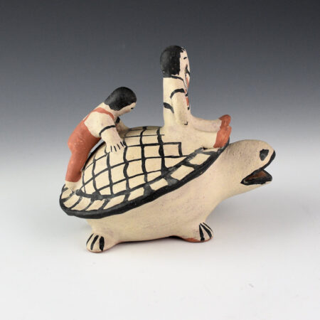 Alternative view of Ortiz, Seferina - Clay Turtle Storyteller with Two Kids (1970s)