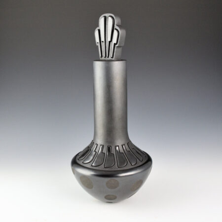 Alternative view of Lugo, Sergio - "The Universe Revealed" Tall Black Jar with Carved Feathers