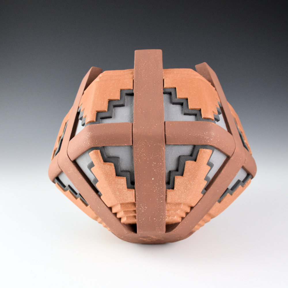 Lugo, Sergio - "Terraced" Large Polychrome Carved Bowl (Ribbon) - Image 6