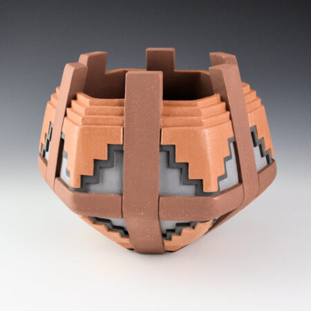 Alternative view of Lugo, Sergio - "Terraced" Large Polychrome Carved Bowl (Ribbon)