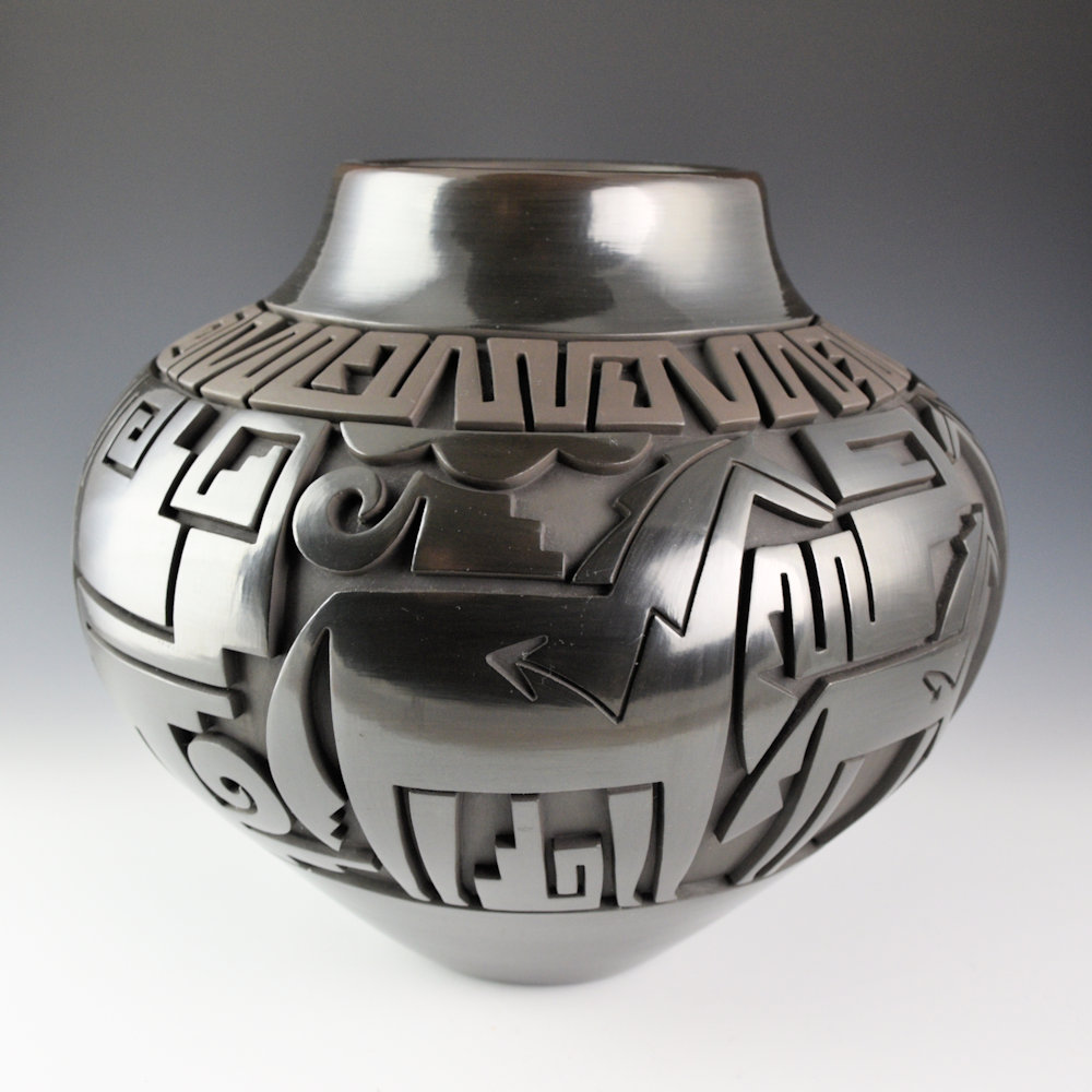 Garcia, Tammy - 11" Wide "Horses from Chaco Canyon" Jar (1998) - Image 4