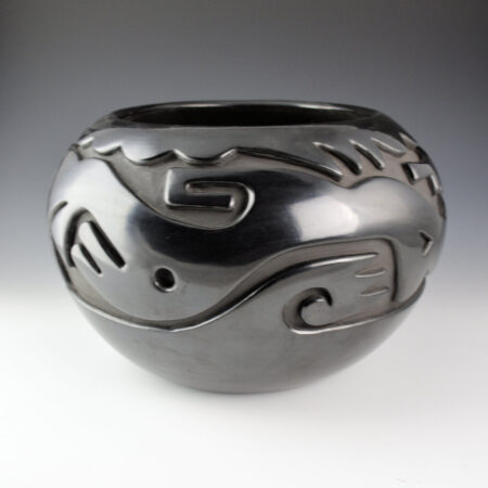 Alternative view of Naranjo, Teresita  - 11" Wide Bowl with Carved Avanyu (1980s) Ribbon