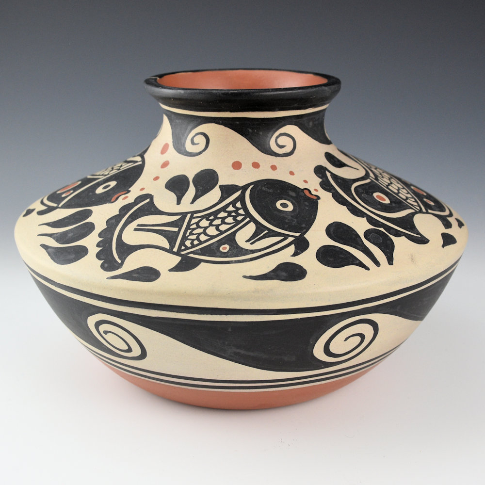 Tenorio, Thomas - 9" Wide Jar with Fish (2016) - Image 3