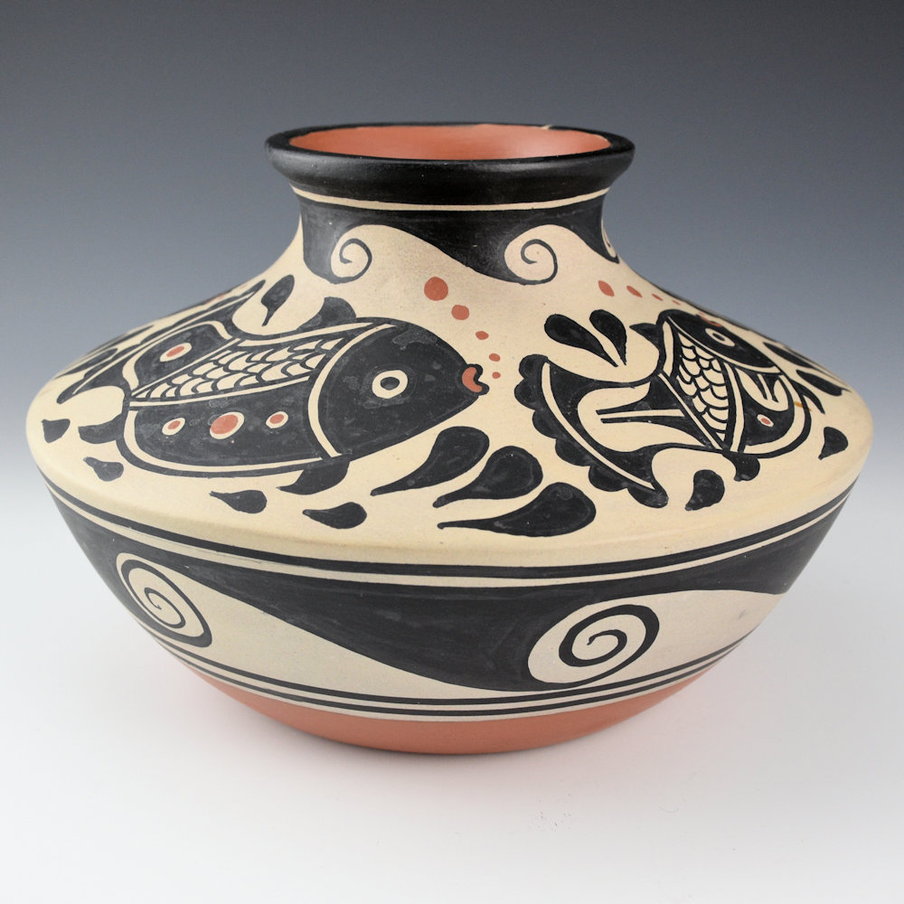 Tenorio, Thomas - 9" Wide Jar with Fish (2016) - Image 2