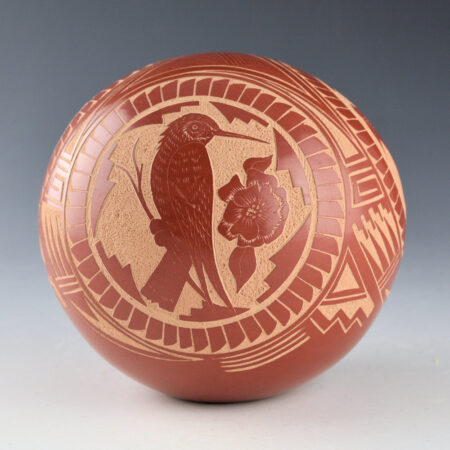 Tafoya, Vangie - Large Seedpot with Three Hummingbirds