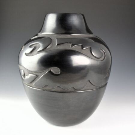 Alternative view of Ebelacker, Virginia - 11" Tall Jar with Carved Avanyu (1980s)
