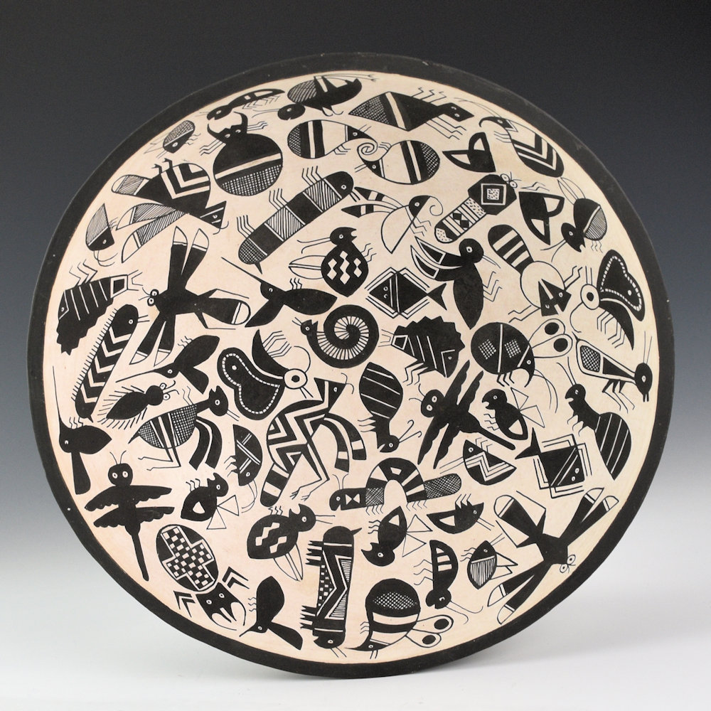 Aragon, John - Open Bowl with 67 Mimbres Insects (1990)