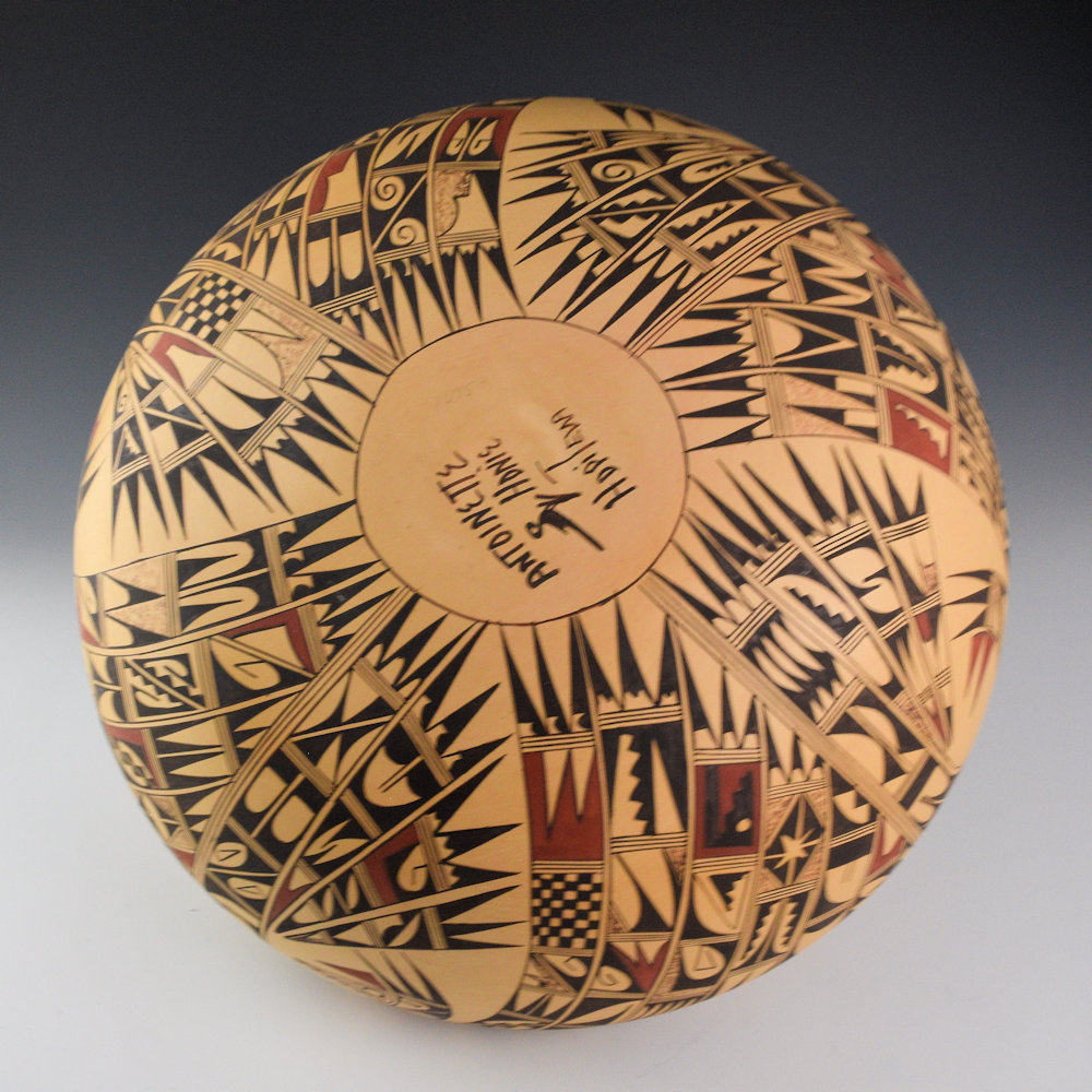 Honie, Antoinette Silas - 13" Wide Jar with Hopi Bird Designs - Image 5