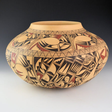 Honie, Antoinette Silas - 13" Wide Jar with Hopi Bird Designs