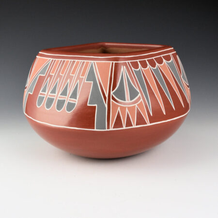 Tapia, Belen - Large Polychrome Square Bowl with Mountain Designs (1970s)