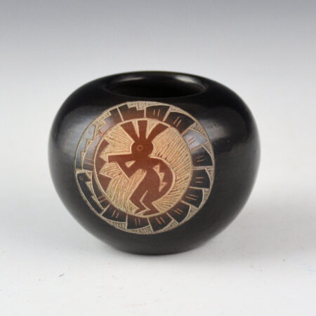 Alternative view of Suazo, Candelaria - Black and Sienna Bowl with Hummingbird, and Flute Player