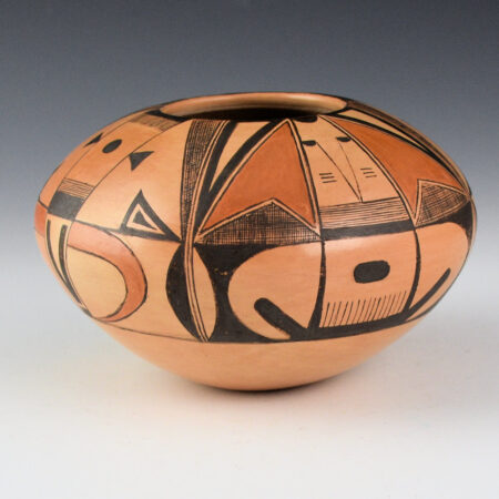 Quotskuyva, Dextra - Small Bowl with Katsina Face and Moths (1980s)