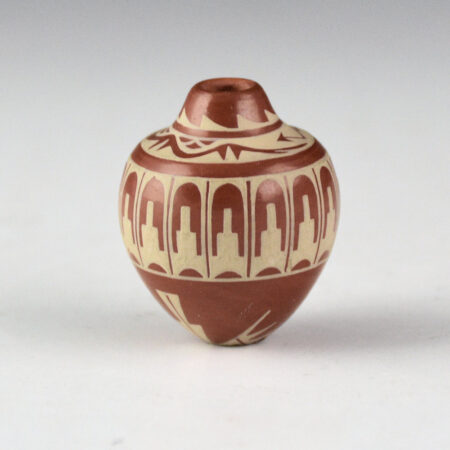 Alternative view of Curran, Dolores - Mini Red Jar with Avanyu and Cloud Designs
