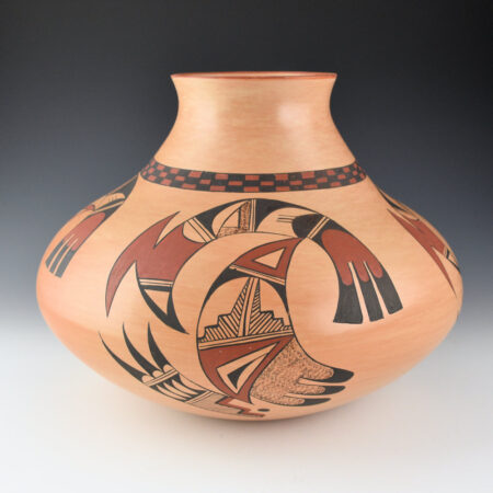 Alternative view of Navasie, Eunice "Fawn" - 11" Wide Jar with Interlocking Hummingbirds (1970s)