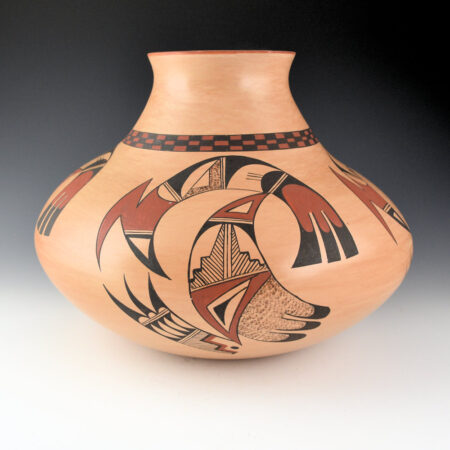 Navasie, Eunice "Fawn" - 11" Wide Jar with Interlocking Hummingbirds (1970s)